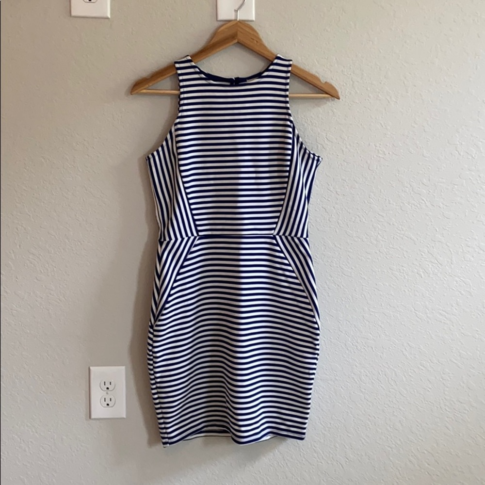 Navy Striped Mini Dress